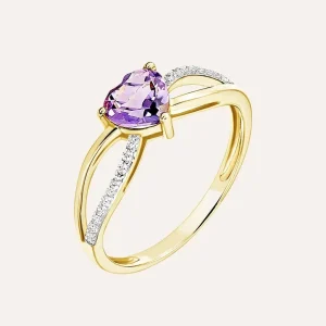 Anello Amélie Oro Giallo Ametista Cubic Zirconia