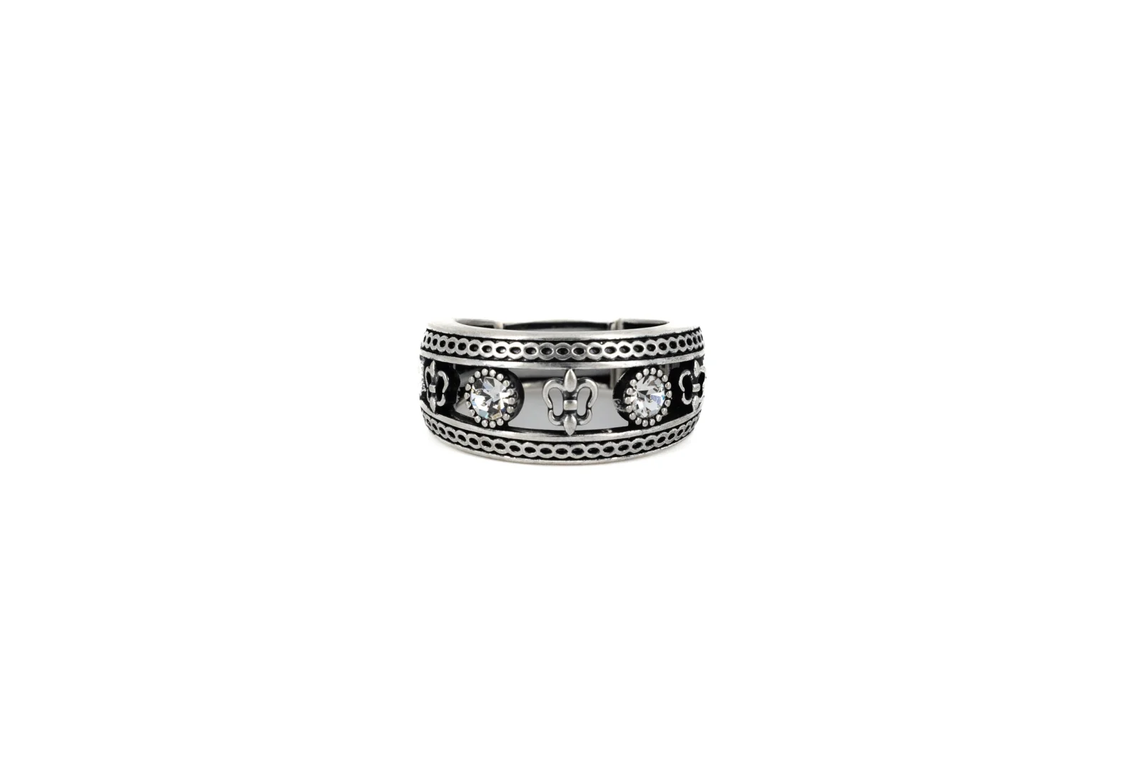 Anello fascia due cristalli