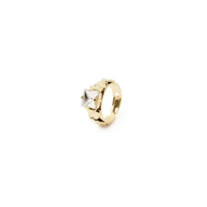 Anello foglie e cristallo Daphne
