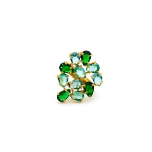 Anello grappolo triangoli cristalli