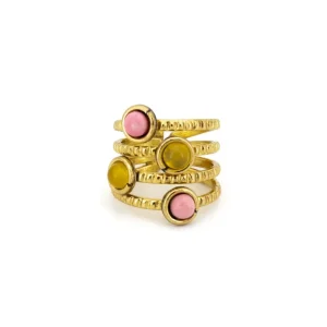 Anello zigrinato multi pietrine