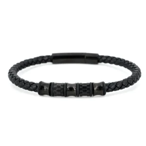 Bracciale pelle torchon nero