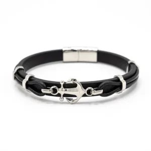 Bracciale pelle uomo ancora