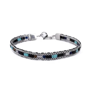 Bracciale uomo acciaio e pietre