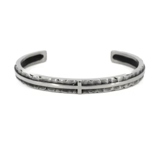 Bracciale uomo aperto martellato
