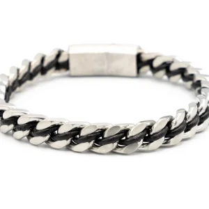 Bracciale uomo catena con pelle