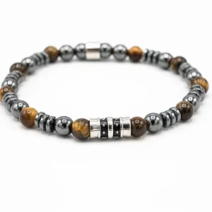 Bracciale uomo ematite e tigre