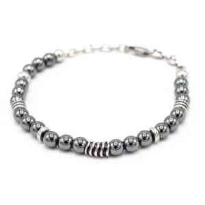 Bracciale uomo palline ematite