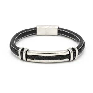Bracciale uomo pelle ricamo