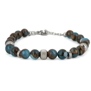 Bracciale uomo pietre blu sfumate