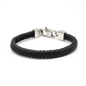 Bracciale uomo treccia moschettone