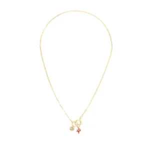 Collana corta Momenti mania con charm corallo