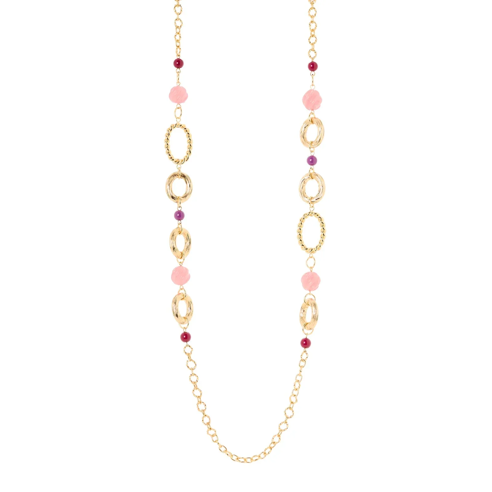 Collana lunga catena anelli sfere Belle Epoque