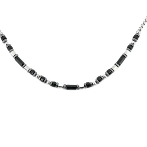 Collana uomo acciaio e pietre naturali