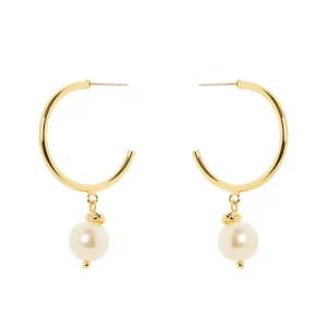 Orecchini cerchio perla pendente Eve