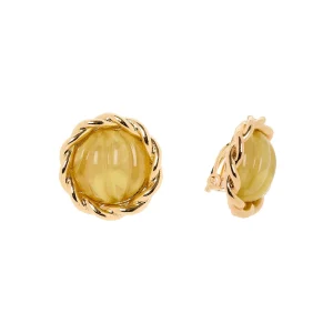 Orecchini piccolo bottone cabochon rigato Belle Epoque