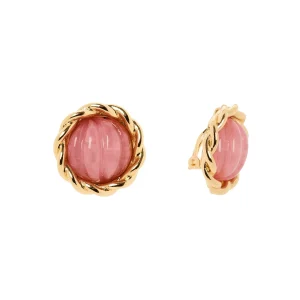Orecchini piccolo bottone cabochon rigato Belle Epoque