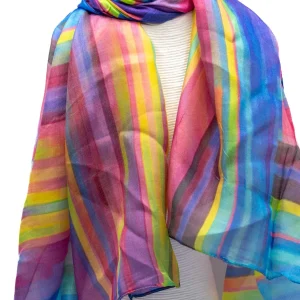Sciarpa seta multi linee colorate