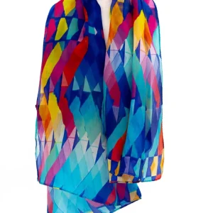Sciarpa seta piccola zig zag blu